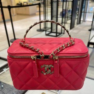 New Chanel Fuchsia Quilted Leather Clutch with Chain Bag Limited Edition